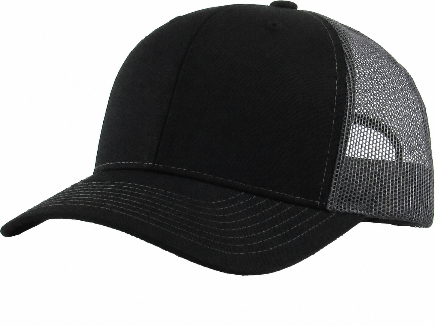 Black / Dark Gray 6-panel mesh trucker front view